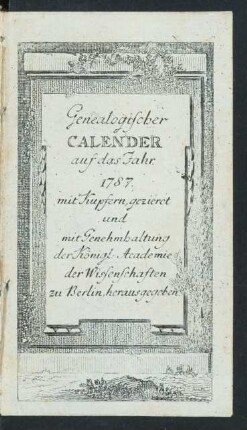 1787: Genealogischer Kalender
