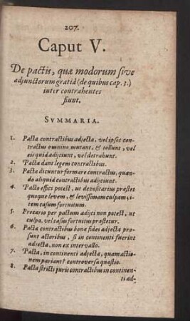 Caput V. De pactis, quae modorum sive adjunctorum gratia (de quibus cap. 3.) inter contrahentes fiunt.