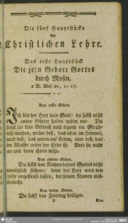 Die fünf Hauptstücke der christlichen Lehre