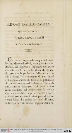 XL. Il Riposo dalla caccia. Quadro in tela di Gio. Linglebach