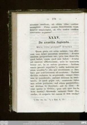 XXXV. De avaritia fugienda. Quis vere pauper? Avarus.