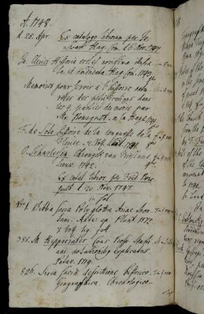 Ex Catalogo librorum per Jo. Swart. Hag. Com. d. 6. Nov. 1747. - Ex. catal. libror. per Frid. Boucquet d. 20. Nov. 1747.