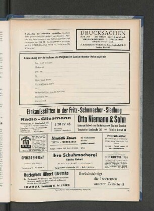Anmeldung zur Aufnahme als Mitglied im Langenhorner Heimatverein