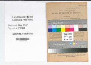 Entnazifizierung Ferdinand Schmitz, geb. 29.03.1892 (Postassistent)