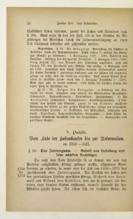 V. Periode. Vom Ende der Hohenstaufen bis zur Reformation. ca. 1250-1517