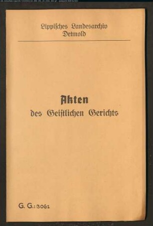 Kirchspielinteressenten zu Heiligenkirchen gegen den Kirchendechen Dannhäuser [Danhäuser] in Berlebeck und Kolon Watermeier zu Heiligenkirchen, Kirchenstühle betreffend