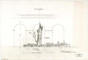 Gsaenger, Gustav; München, Theatinerstr.; Bayerisches Kultusministerium, Erweiterung - Brunnen- u. Gartengestaltung, Brunnen (Ansicht)