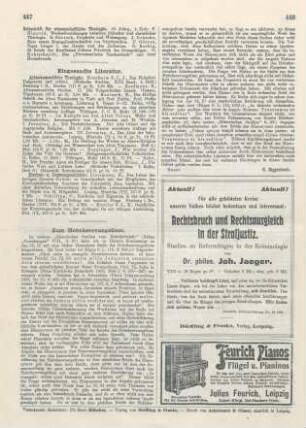 Eingesandte Literatur