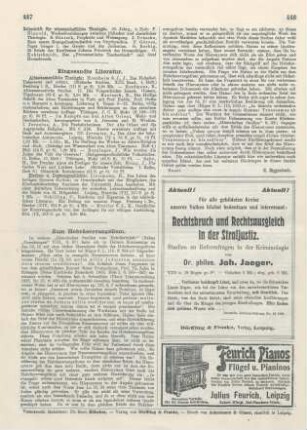 Eingesandte Literatur