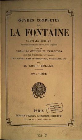 Oeuvres complètes de La Fontaine, VI,1