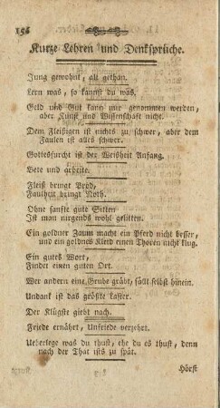 Kurze Lehren und Denksprüche.