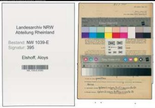 Entnazifizierung Aloys Elshoff , geb. 17.03.1876 (Brothaendler)