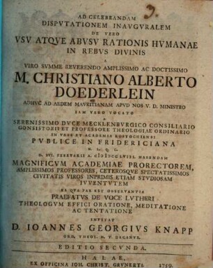De vero usu atque absusu rationis humanae in rebus divinis
