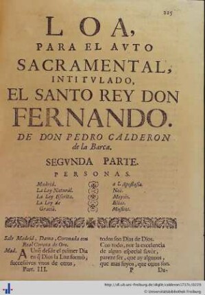 Loa para el Auto Sacramental El Santo Rey Don Fernado, segunda parte.