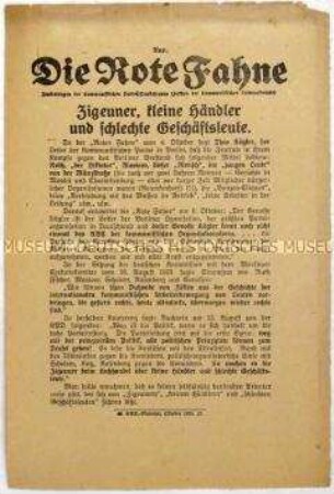 Flugblatt der SPD gegen die KPD