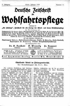 Schaffende Arbeit im Fürsorgeunterricht