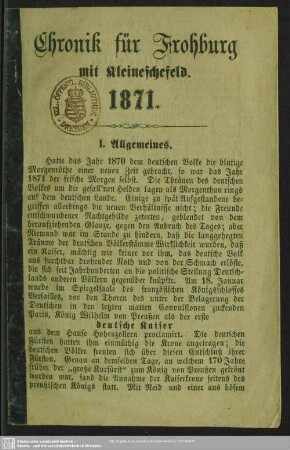 1871: Chronik von Frohburg und Umgebung