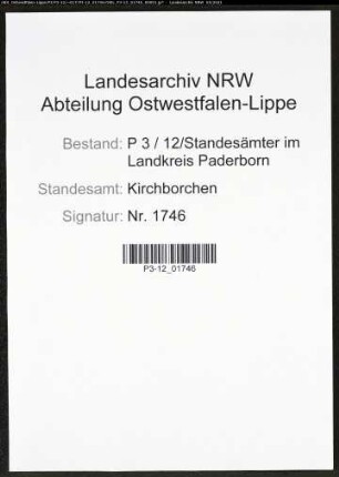 Heiratsregister Standesamt Kirchborchen
