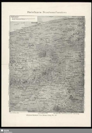 Reliefkarte Nordwestflandern