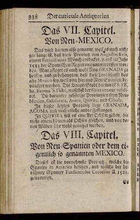 Das VIII. Capitel. Von Neu-Spanien oder dem eigentlich so genannten Mexico.