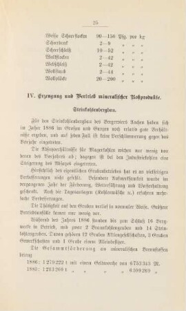 IV. Erzeugung und Vertrieb mineralischer Rohprodukte.