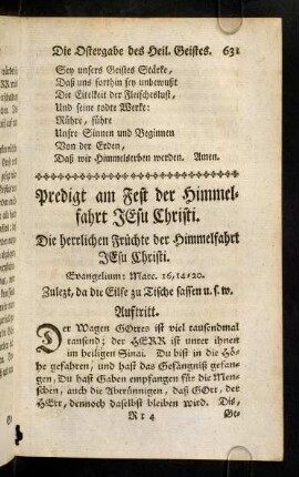 631-637, Evangelium; Auftritt; Eingang; Gebet