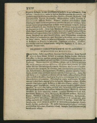 Joannes Christophorus Mitlaender Schneeberga Misnicus.