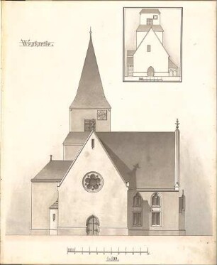 Dolmetsch, Heinrich; Oberrot; Ev. Pfarrkirche, Restaurierung - Westseite (Ansichten)