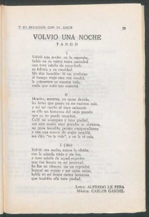 Volvió una noche : Tango