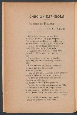 Canción Española : Repertorio Frégoli. - Paso doble
