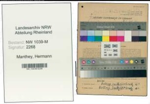 Entnazifizierung Hermann Manthey , geb. 26.07.1890 (Bergmann)