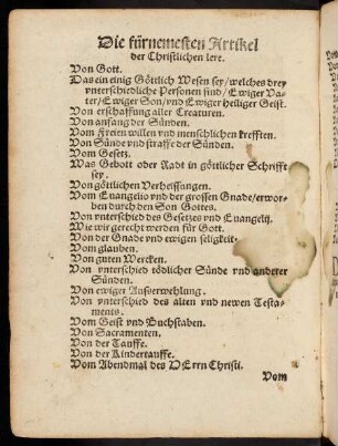C1v-1r, Die fürnemesten Artikel der Christlichen lere