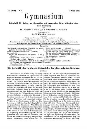 Die Methodik des deutschen Unterrichts im pädagogischen Seminar : (Schluß)