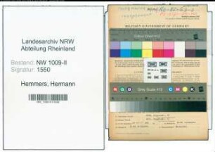 Entnazifizierung Hermann Hemmers , geb. 26.09.1894 (Dachdecker)