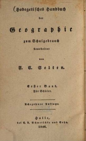Hodegetisches Handbuch der Geographie : zum Schulgebrauch bearbeitet, 1