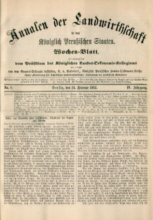 No. 9. Berlin, den 24. Februar 1864. IV. Jahrgang.