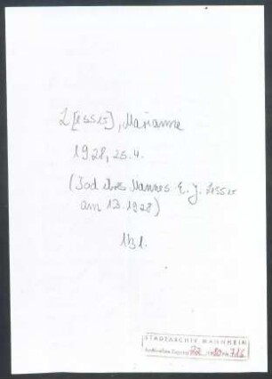 [Lesser-Knapp], Marianne , an Wichert