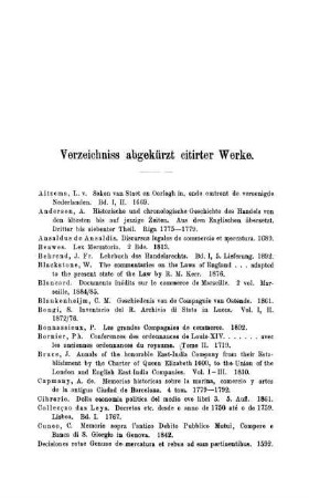 Verzeichniss abgekürzt citirter Werke.