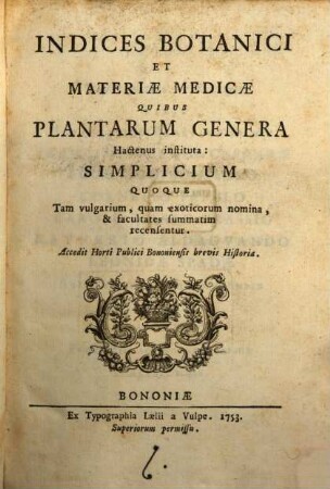 Indices botanici et materiae medicae