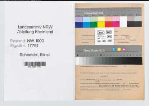 Entnazifizierung Ernst Schneider, geb. 07.12.1901 (Forstschutzgehilfe)