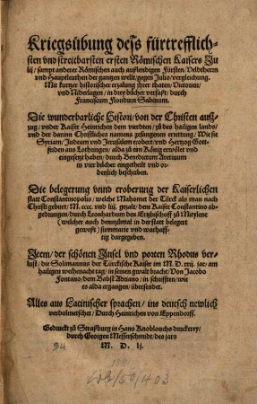 Kriegsübung des fürtrefflichsten und streitbarsten ersten Römischen Kaisers Julii ...