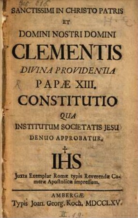 Constitutio quo Institutum Societatis Jesu denuo approbatur