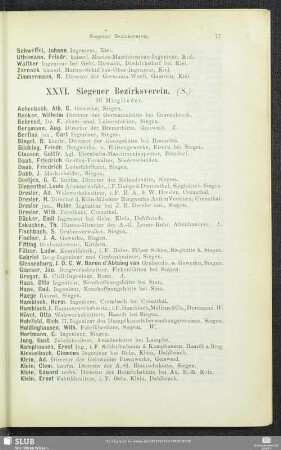 XXVI. Siegener Bezirksverein.