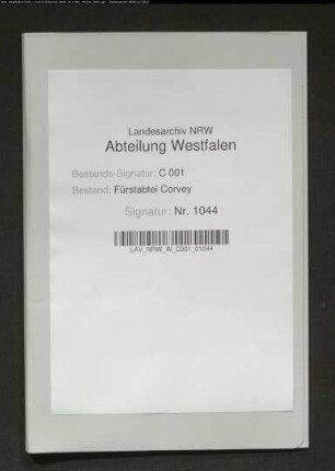 Verzeichnis abgabepflichtiger Meierländereien zu Amelunxen, Albaxen, Stahle, Ovenhausen und Ottbergen (vor allem Meier der von Amelunxen)