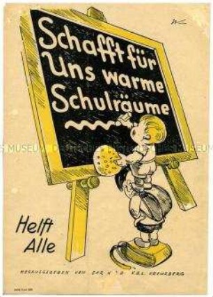 Grafisch gestalteter Aufruf zur Schaffung beheizter Schulräume