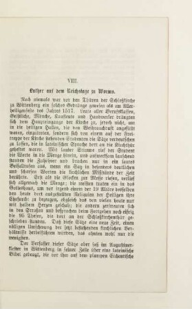 VIII. Luther auf dem Reichstage zu Worms