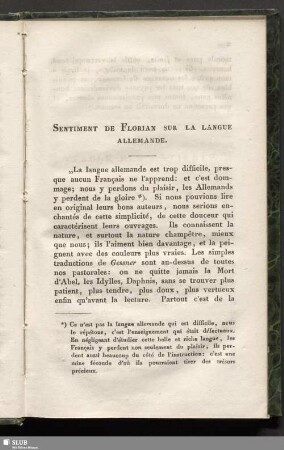 Sentiment De Florian Sur La Langue Allemande
