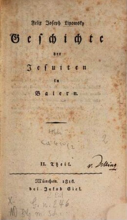 Geschichte der Jesuiten in Baiern, II. Theil