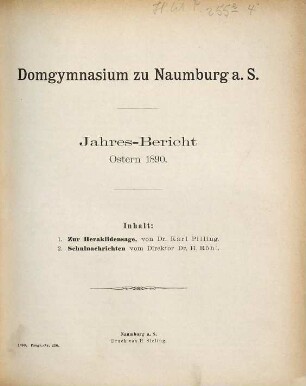 Jahres-Bericht : Ostern .... 1889/90
