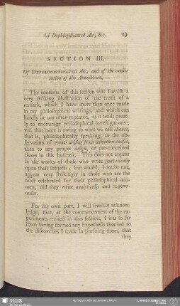 Section III. Of Dephlogisticated Air, and of the constitution of the Atmosphere